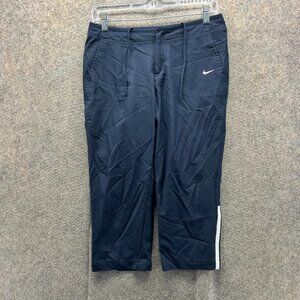 Nike Pants Women Small Black Blue Dri-Fit Athletic Cropped Polyester Vintage